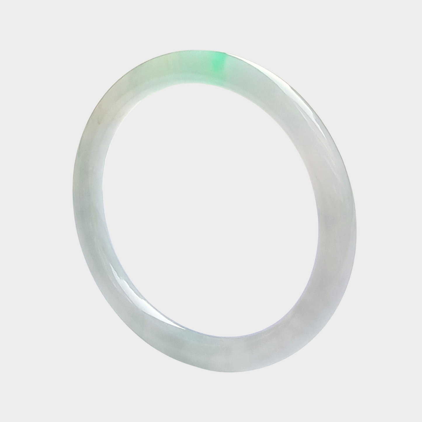 Icy with Green Jadeite Jade Bangle - 60mm Round