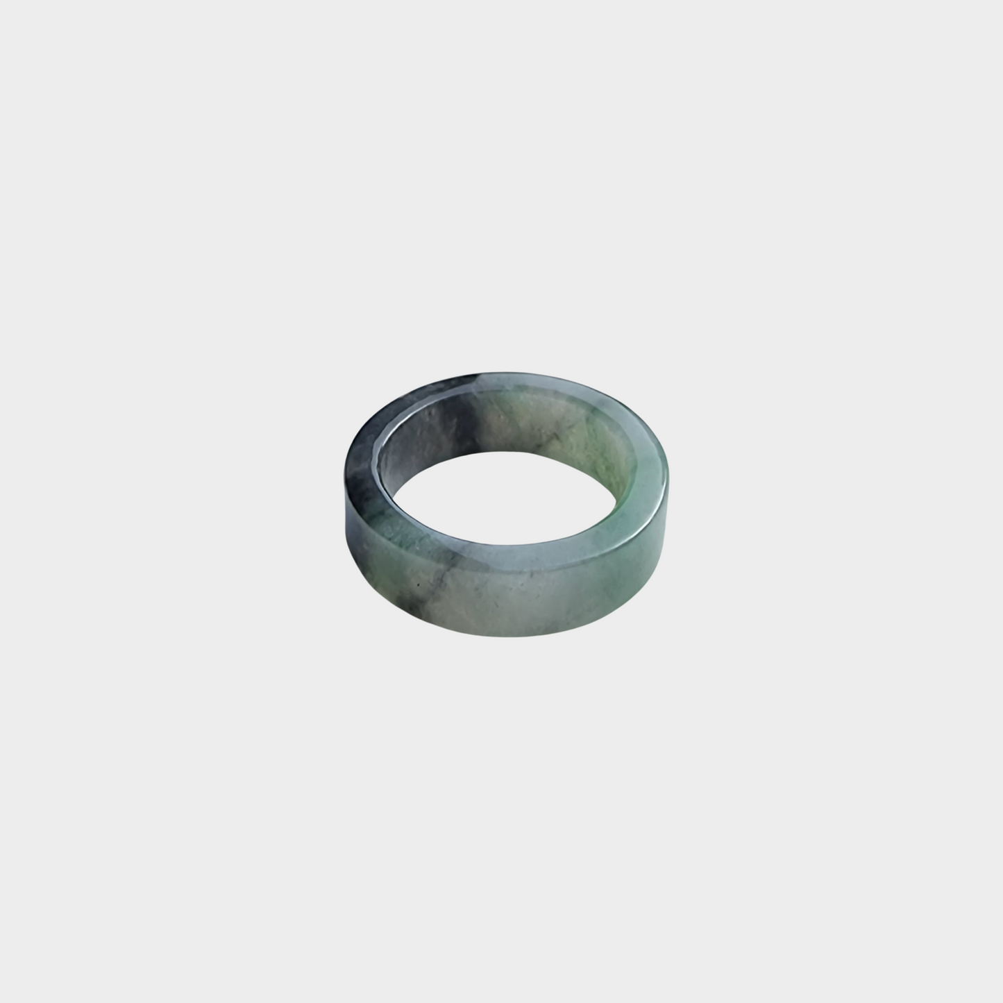 Green and Black Jadeite Jade Abacus Ring