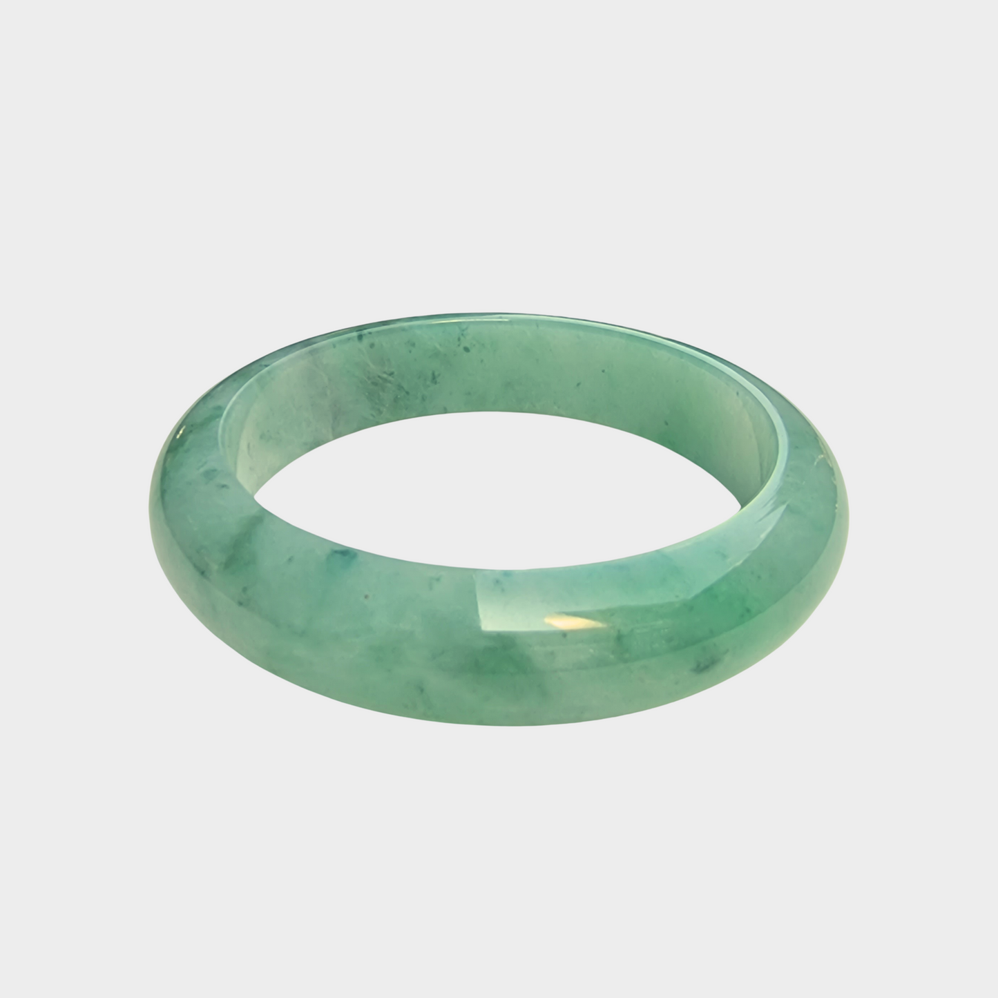 Green Jadeite Jade Bangle - 58mm Half Round
