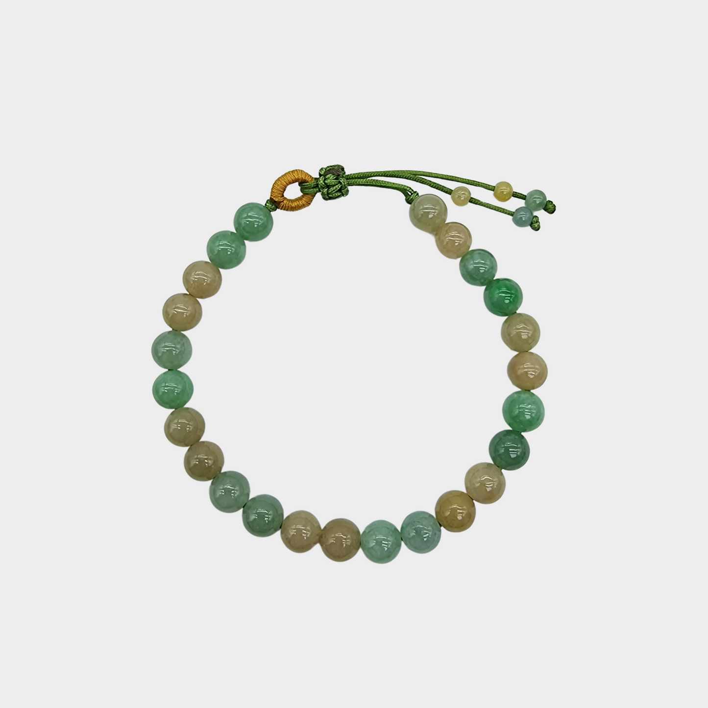 Green and Yellow Jadeite Jade Beads Bracelet