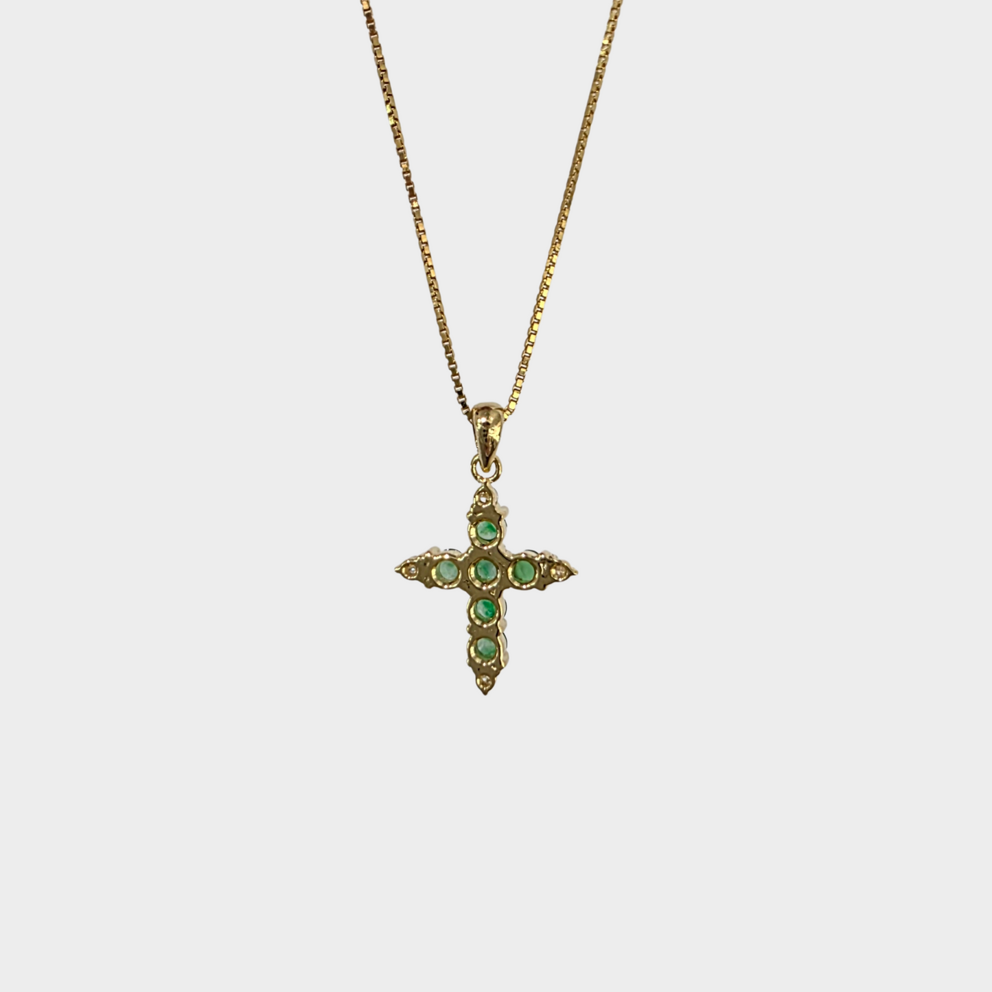 Jadeite Jade "Cross" Pendant in Yellow Gold with Diamonds