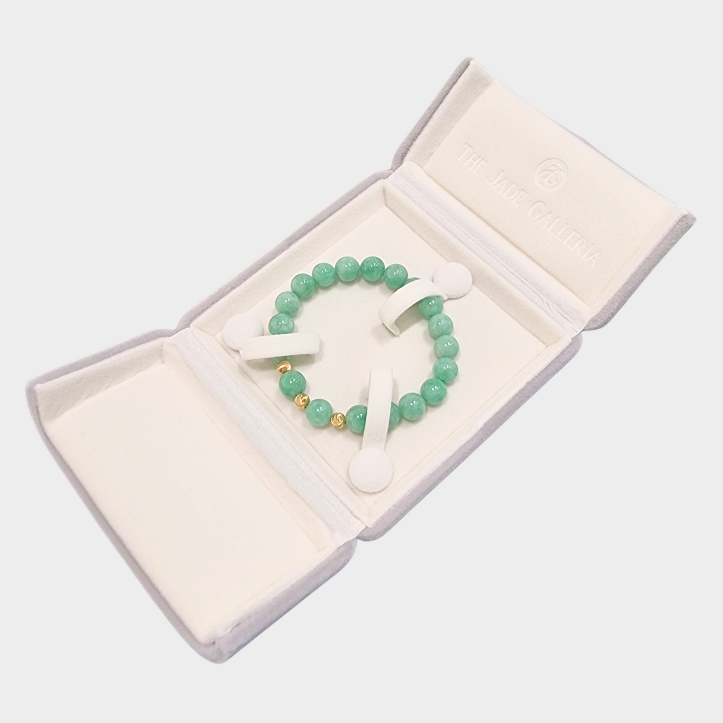 Green Jadeite Jade Beads Bracelet with Gold Beads