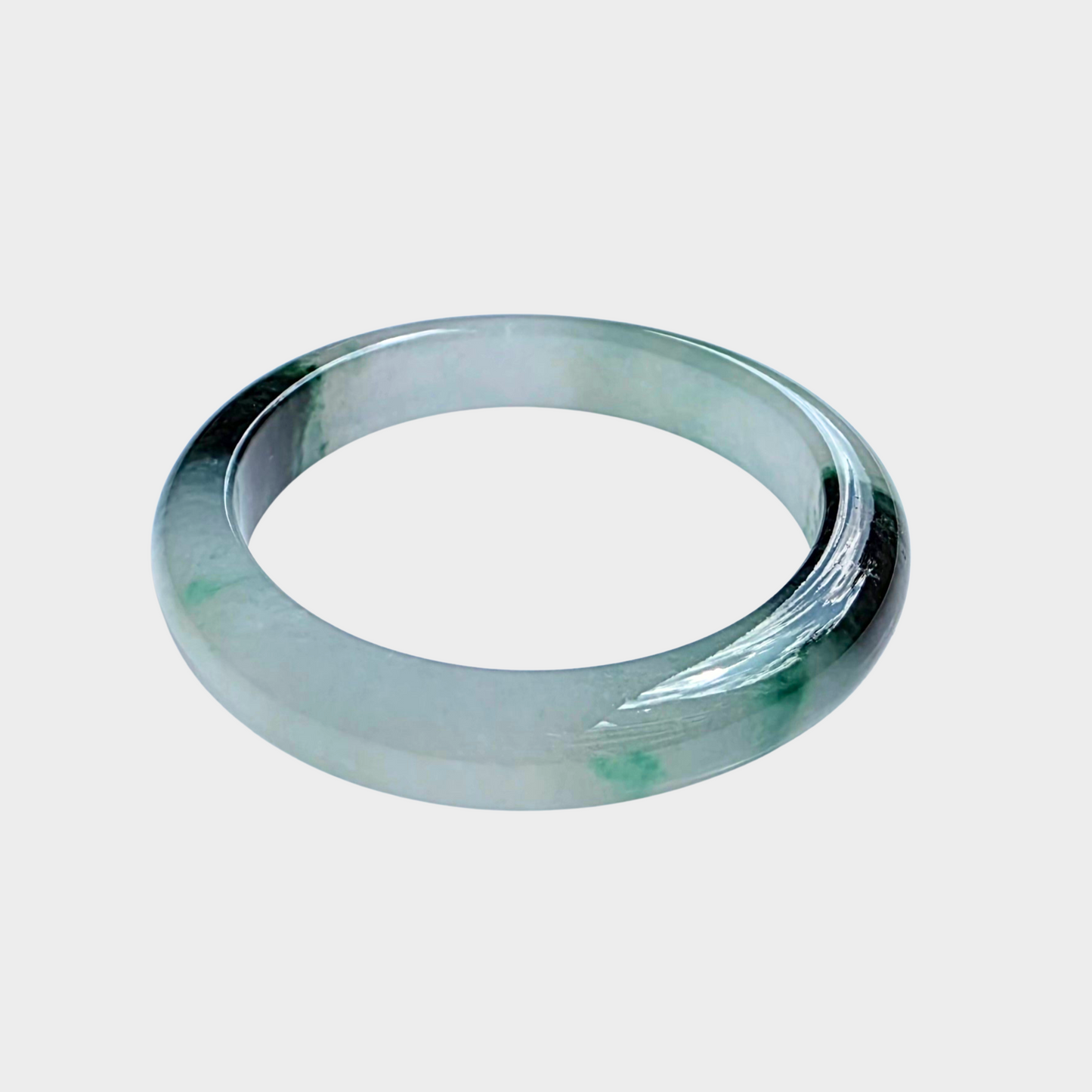 "Floating Flower" Jadeite Jade Bangle - 54mm Oval