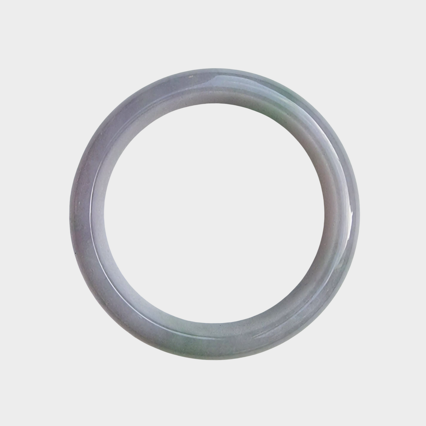 Lavender with Green Jadeite Jade Bangle - 54mm Half Round