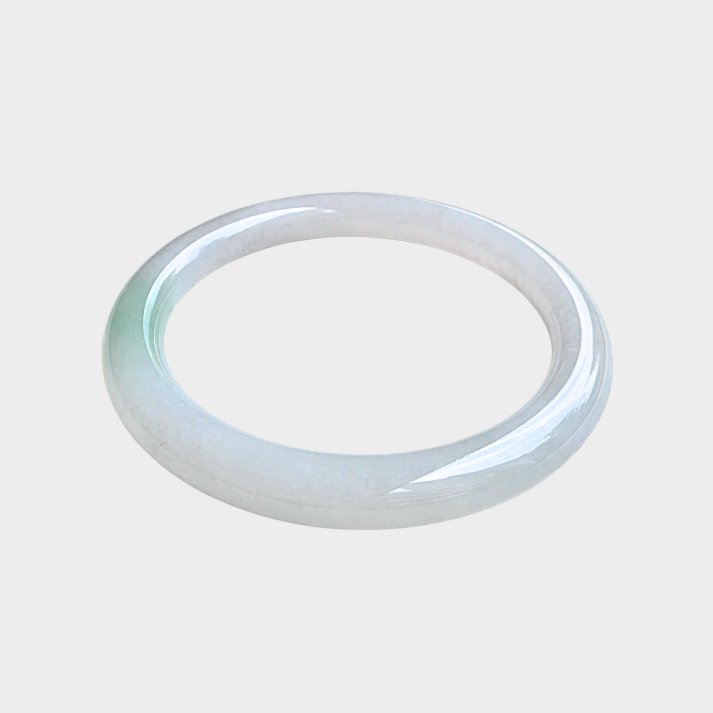 Icy and Green Jadeite Jade Bangle - 54mm Round