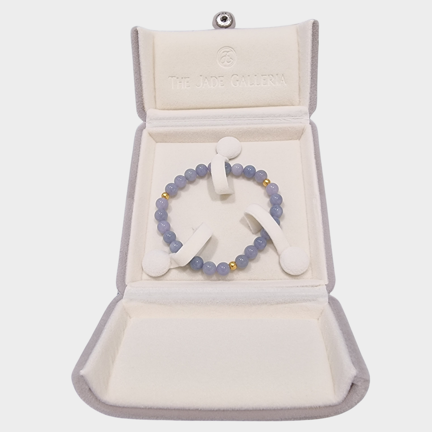 Lavender Jadeite Jade Beads Bracelet with Gold Beads