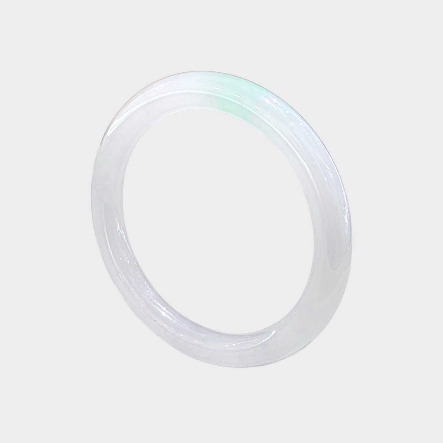 Icy and Green Jadeite Jade Bangle - 54mm Round