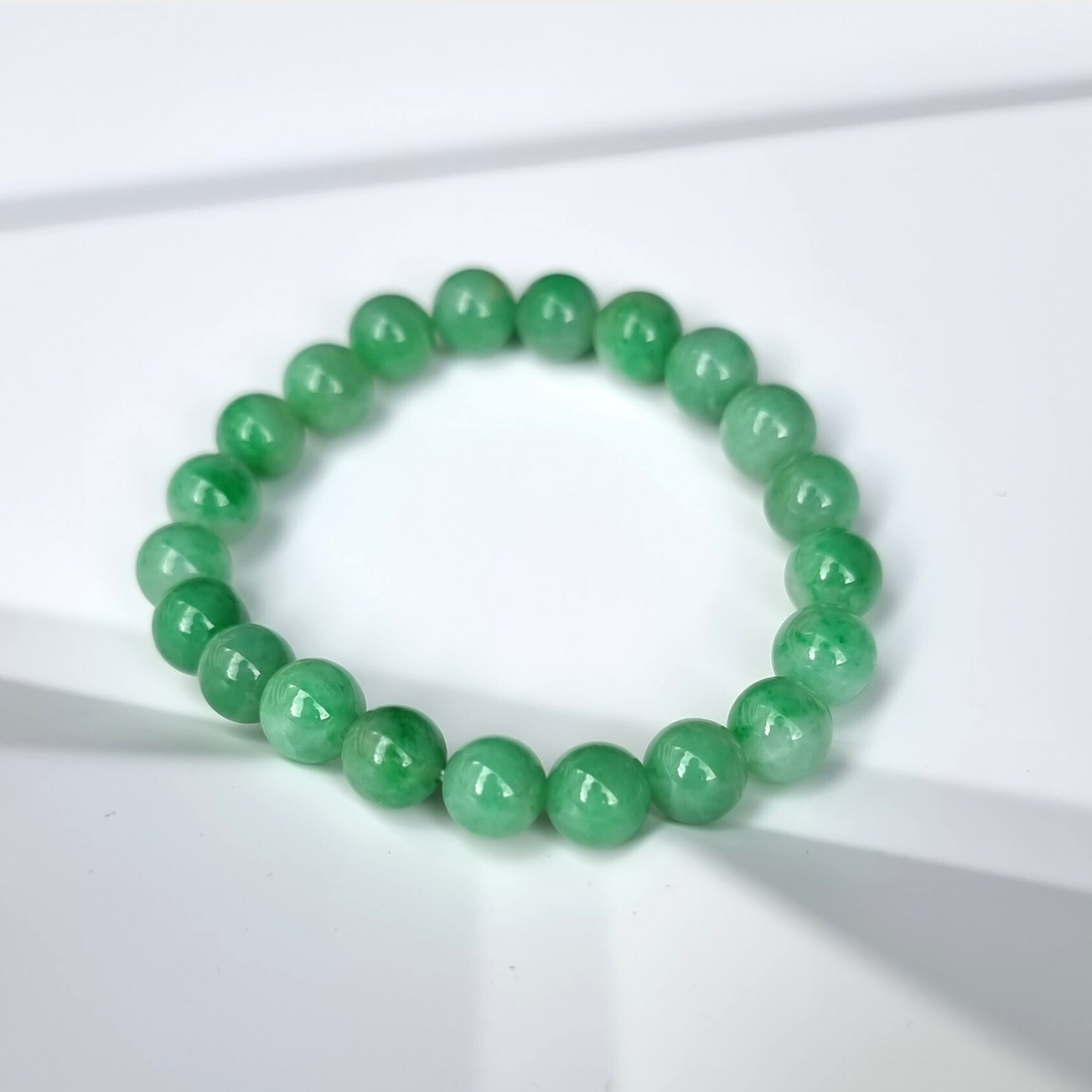 Brilliant Green Jadeite Jade Beads Bracelet