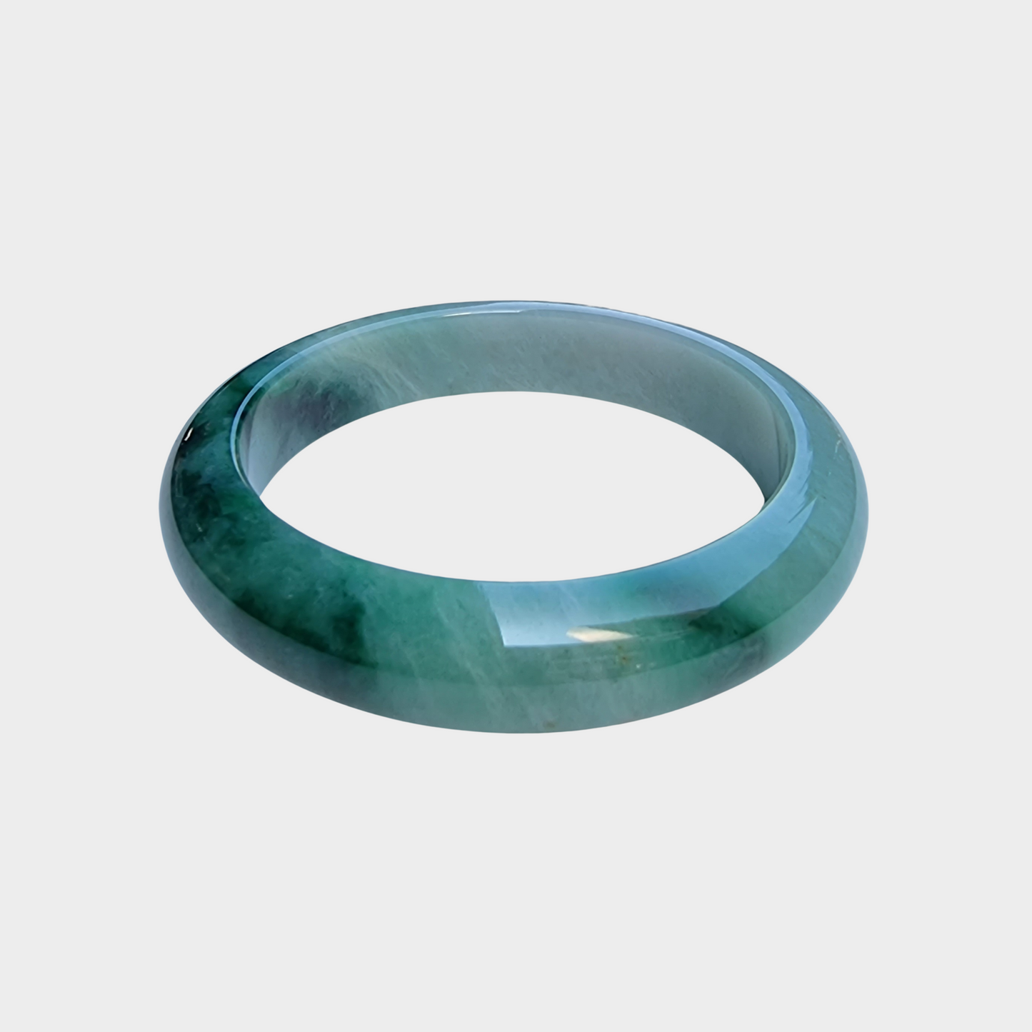 Green Jadeite Jade Bangle - 54mm Half Round
