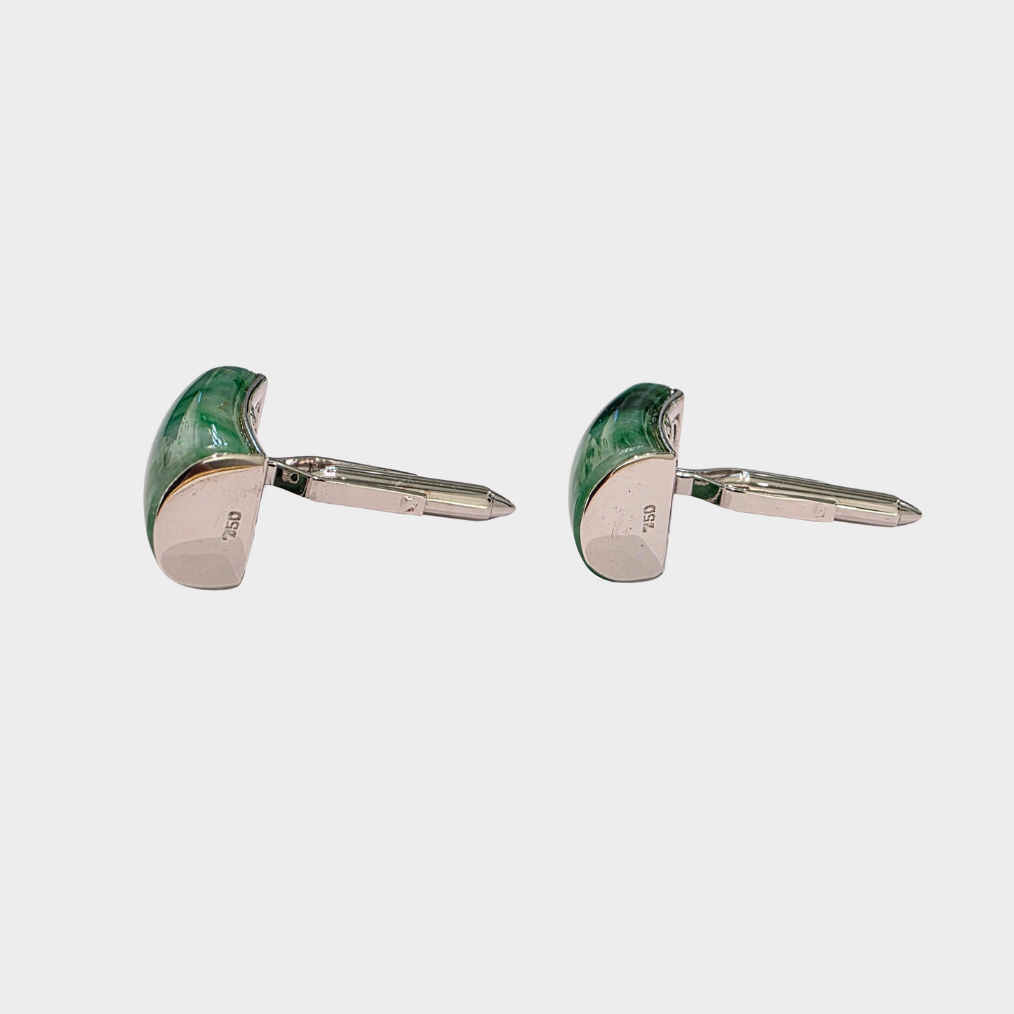 Jadeite Jade Cufflinks in White Gold