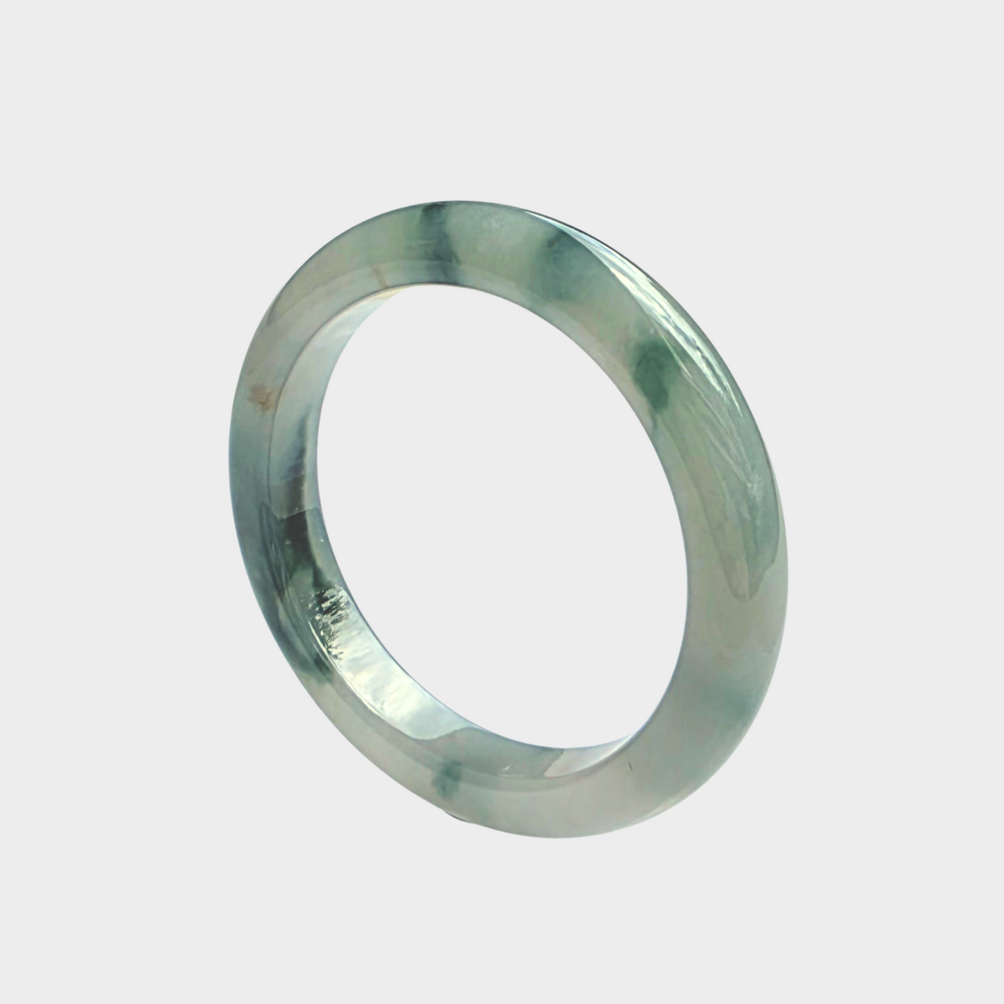 "Floating Flower" Jadeite Jade Bangle - 54mm Half Round