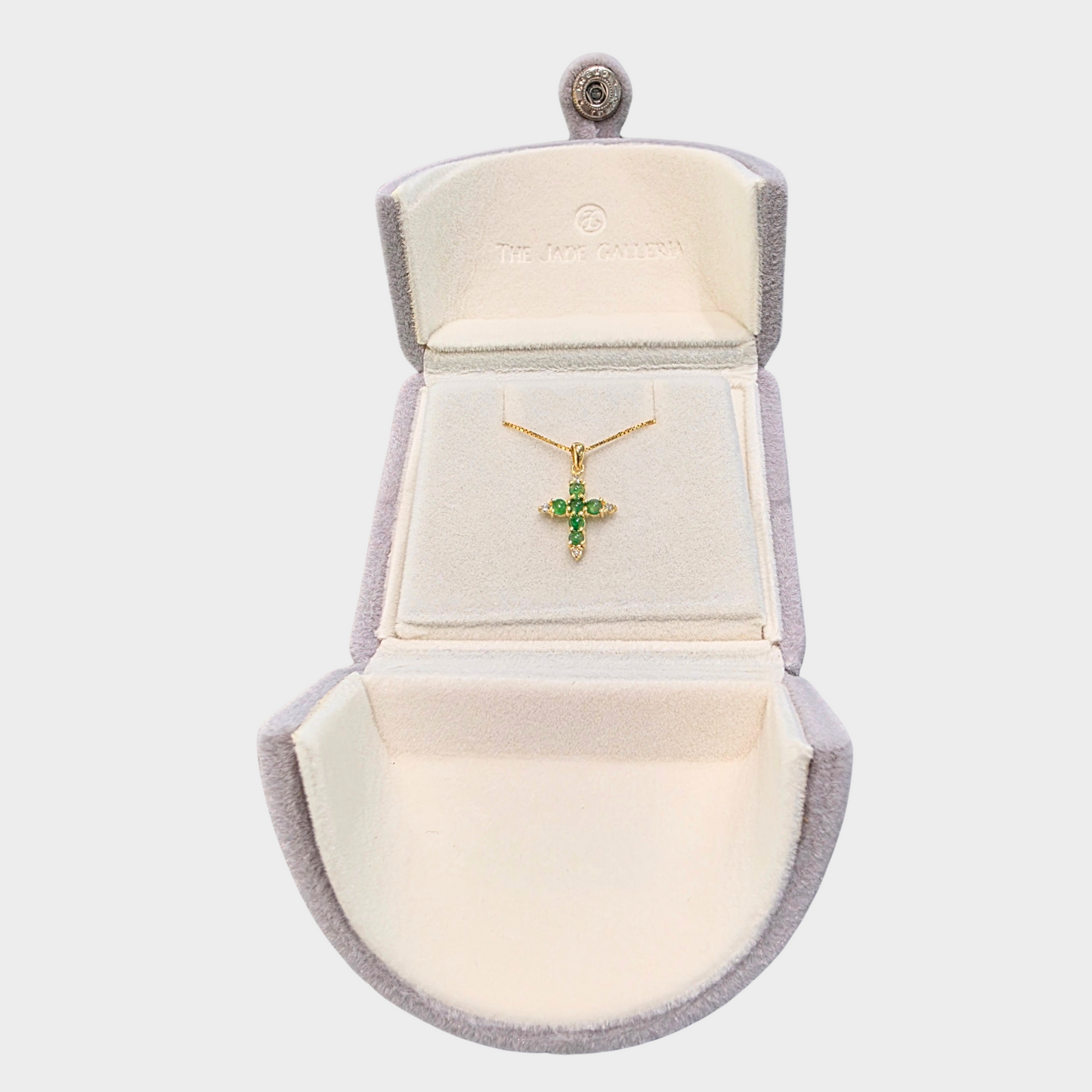 Jadeite Jade "Cross" Pendant in Yellow Gold with Diamonds