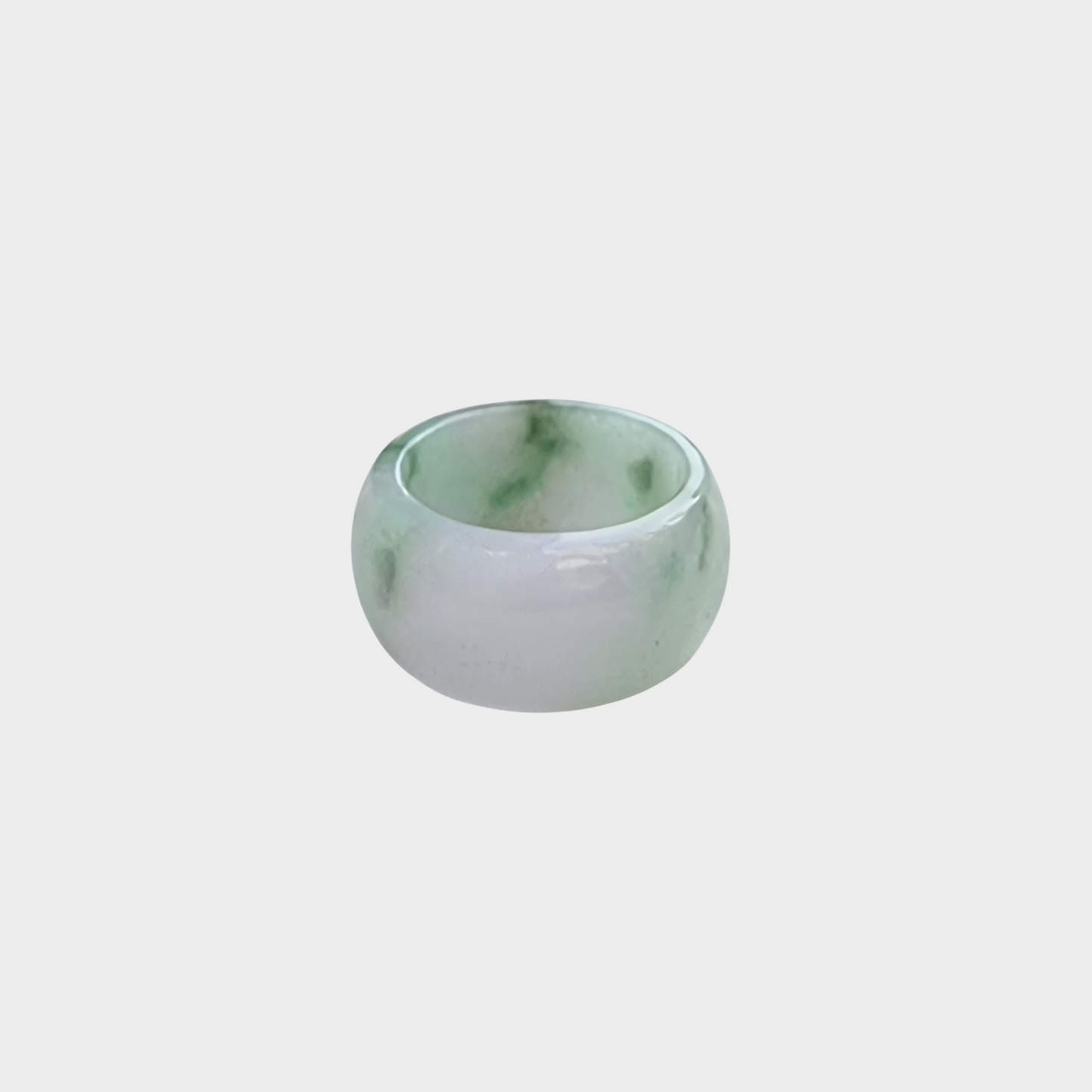 Green and White Jadeite Jade Abacus Ring