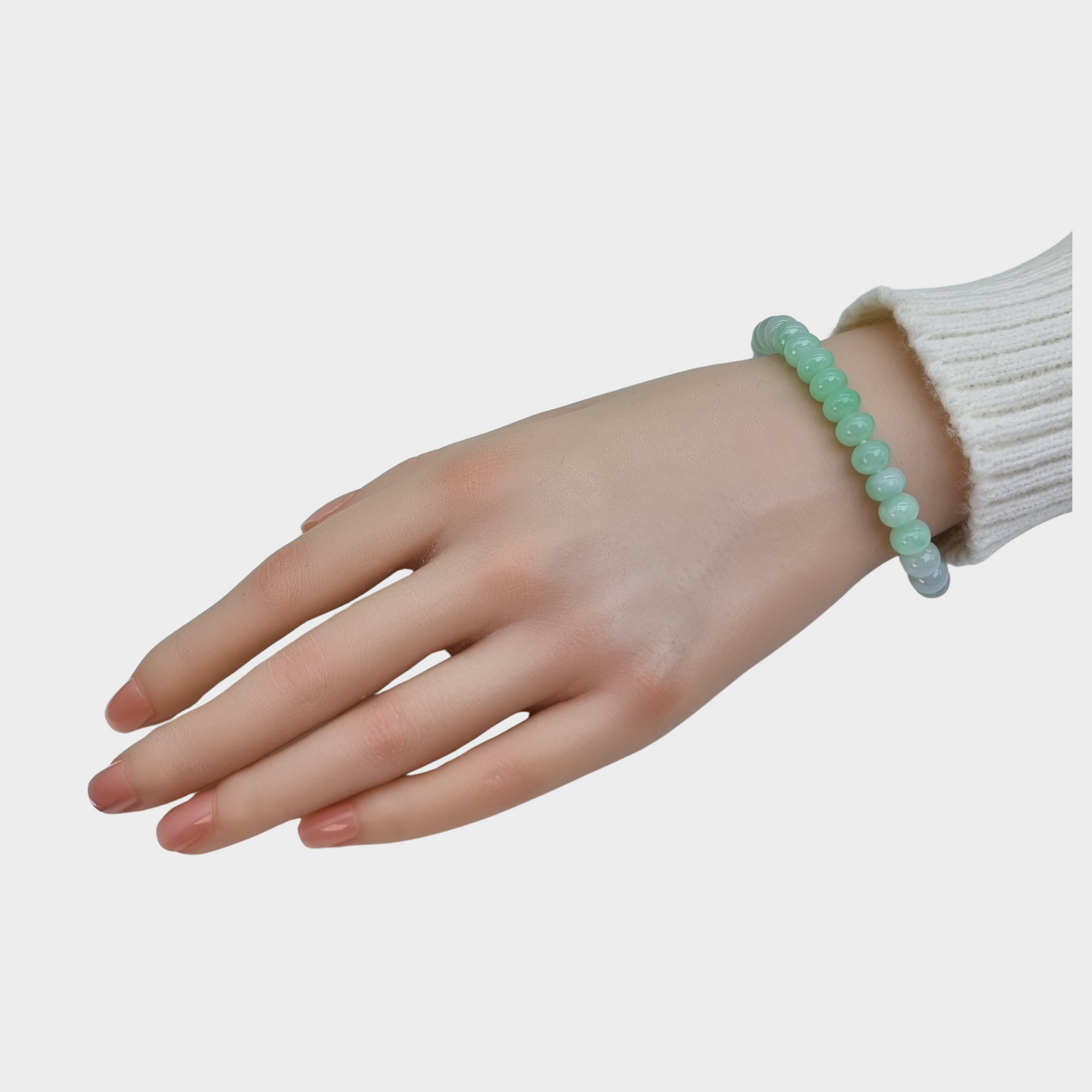 Green and Lavender Jadeite Jade Beads Bracelet