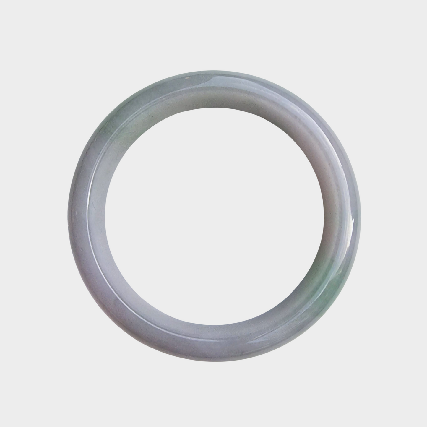 Lavender with Green Jadeite Jade Bangle - 54mm Half Round