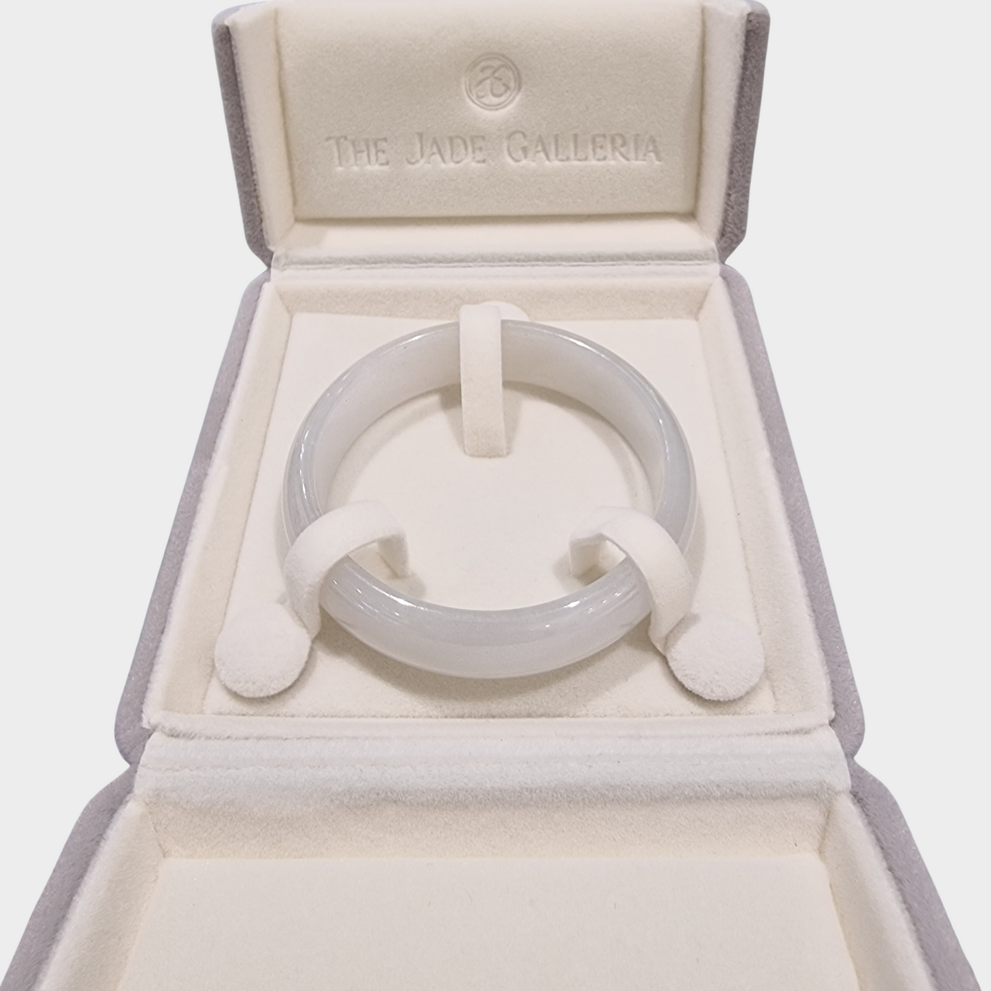 Icy Jadeite Jade Bangle - 54mm Half Round