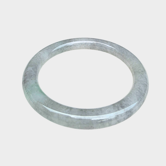Icy "Wuji" Black and Green Jadeite Jade Bangle - 53mm Round
