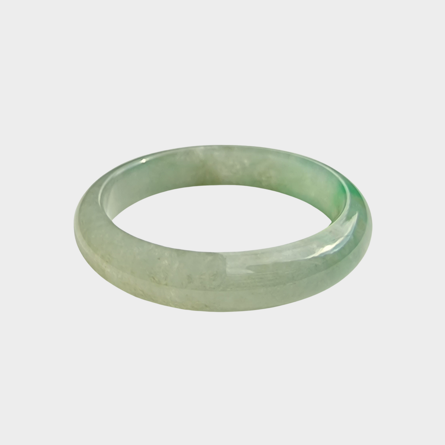 Green Jadeite Jade Bangle - 57mm Half Round