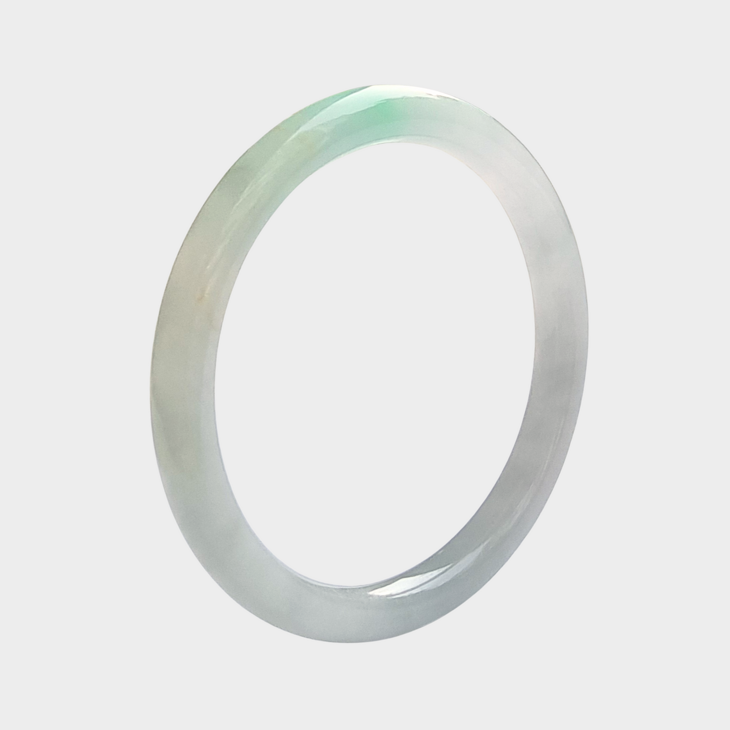 Icy with Green Jadeite Jade Bangle - 60mm Round