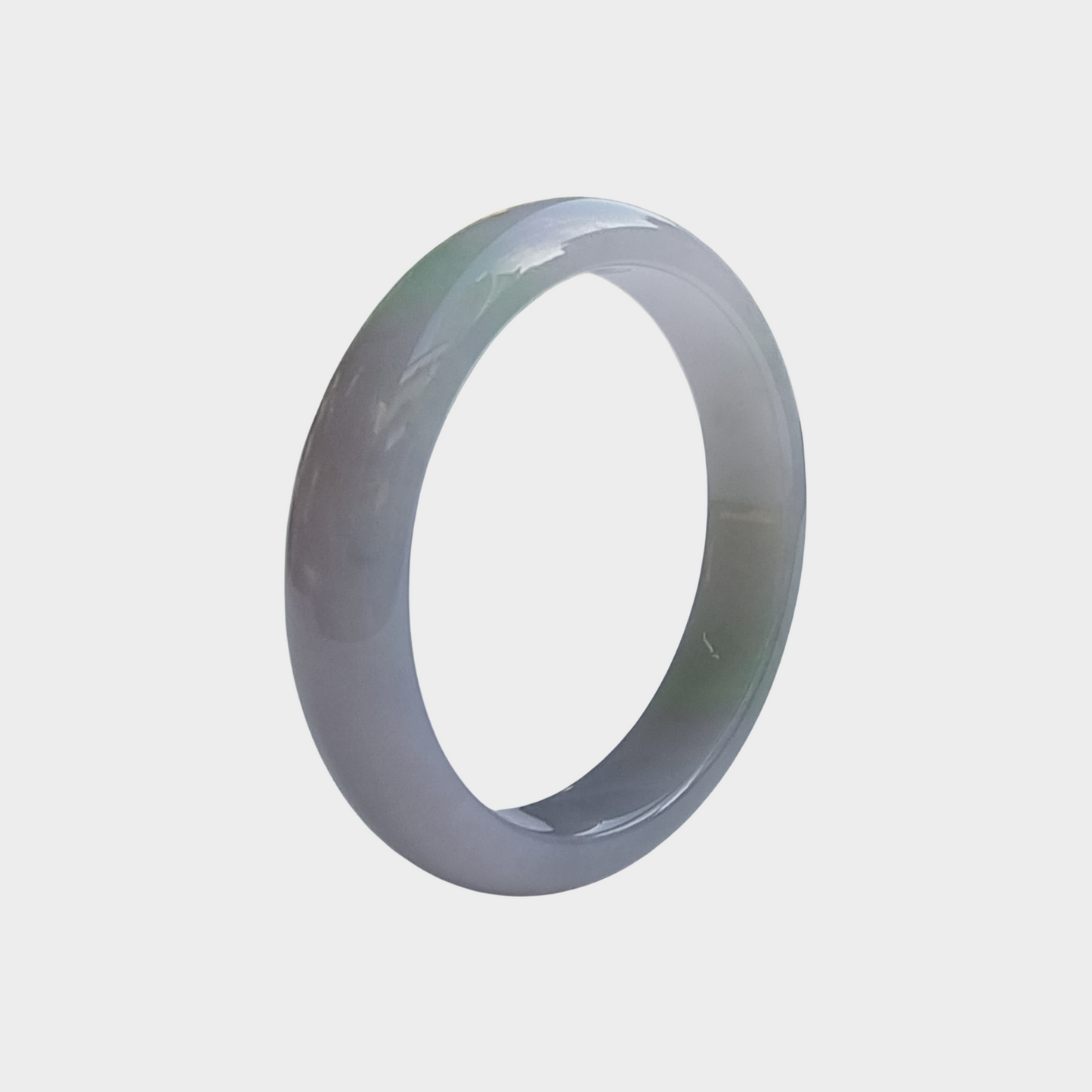 Lavender with Green Jadeite Jade Bangle - 54mm Half Round