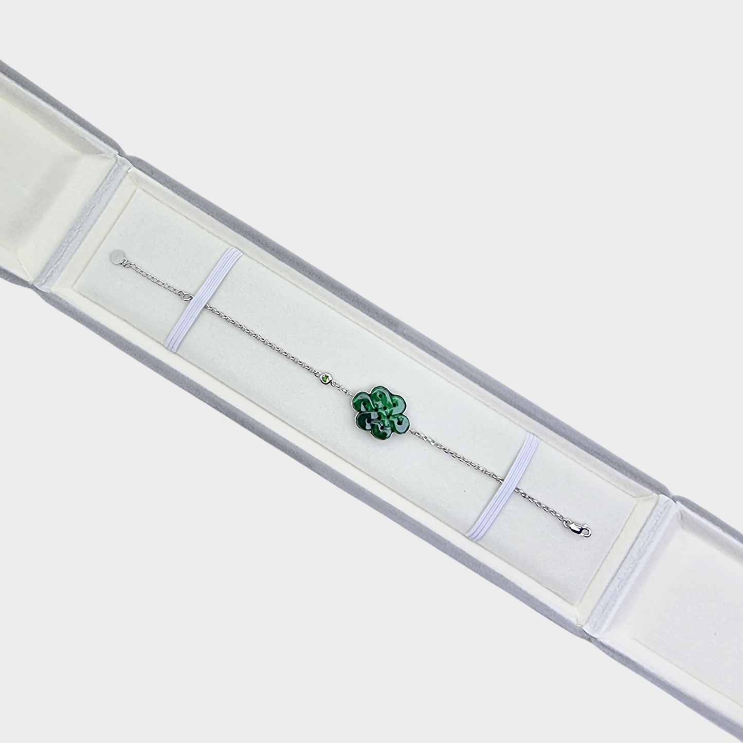 "Mystic Knot" Jadeite Jade Bracelet in White Gold