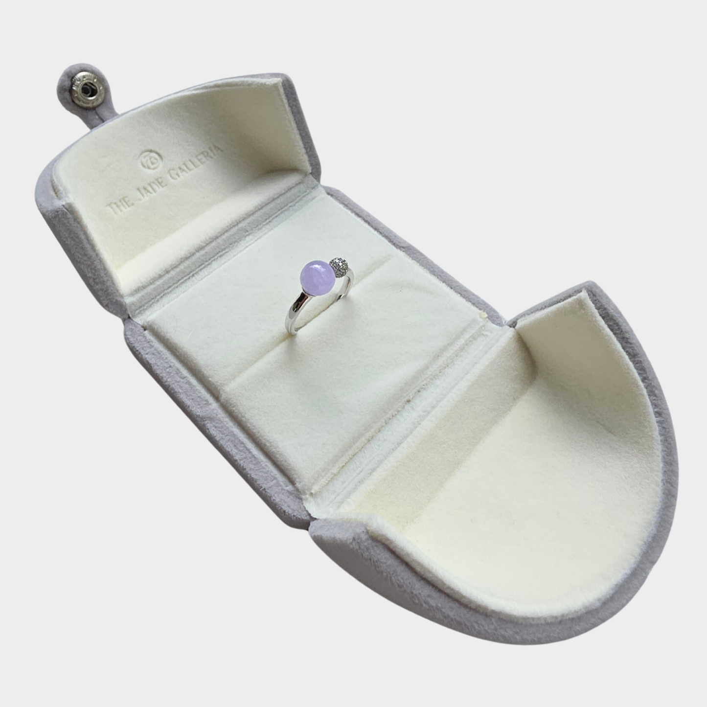Icy Lavender Jadeite Jade Ring in White Gold with Diamonds