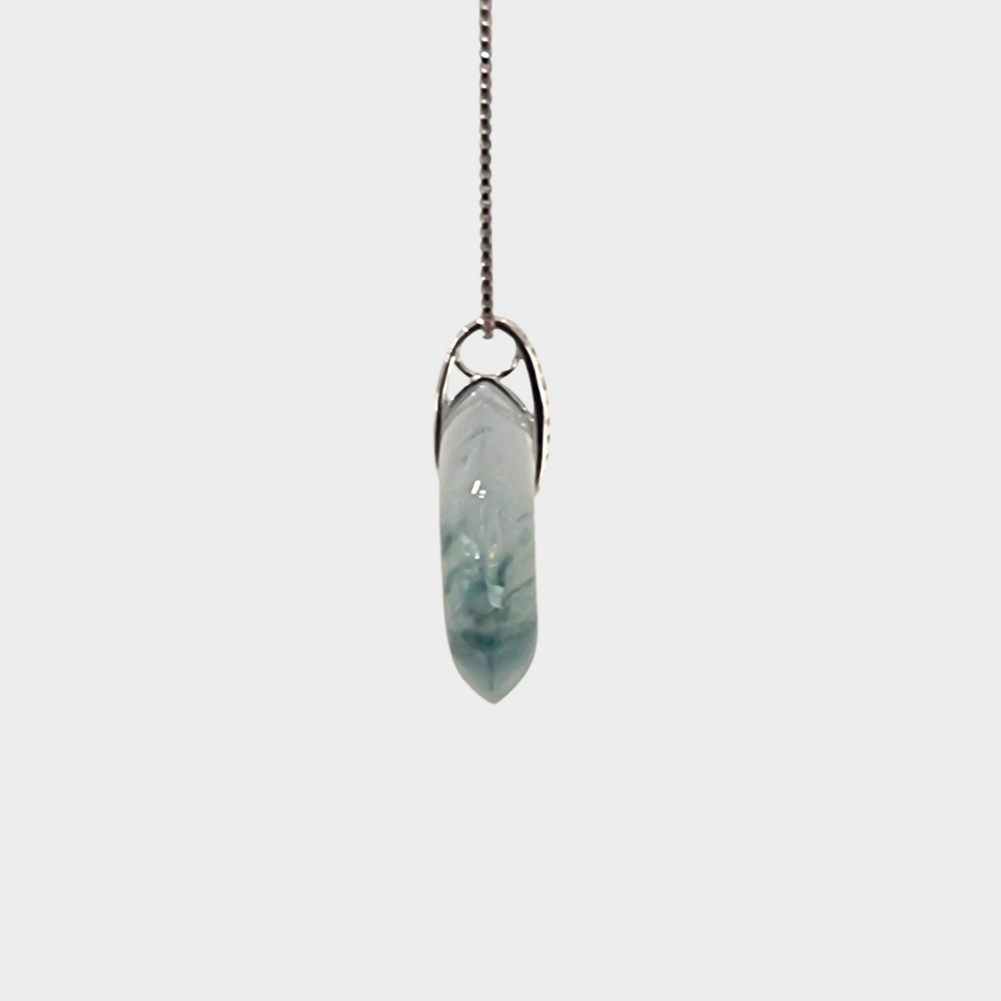Icy "Donut" Jadeite Jade Pendant in White Gold with Diamonds