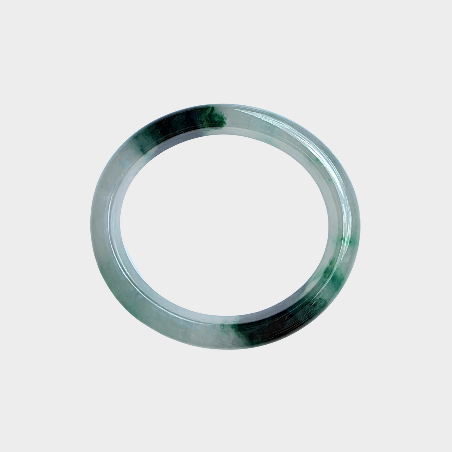 "Floating Flower" Jadeite Jade Bangle - 54mm Oval