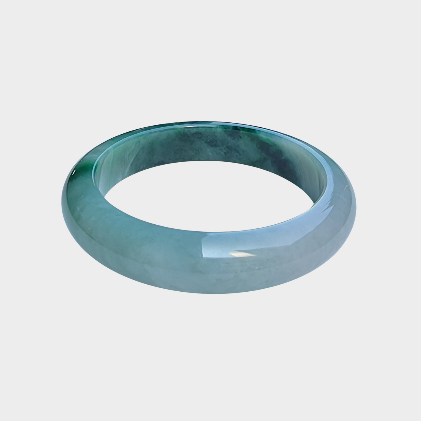 Green Jadeite Jade Bangle - 54mm Half Round