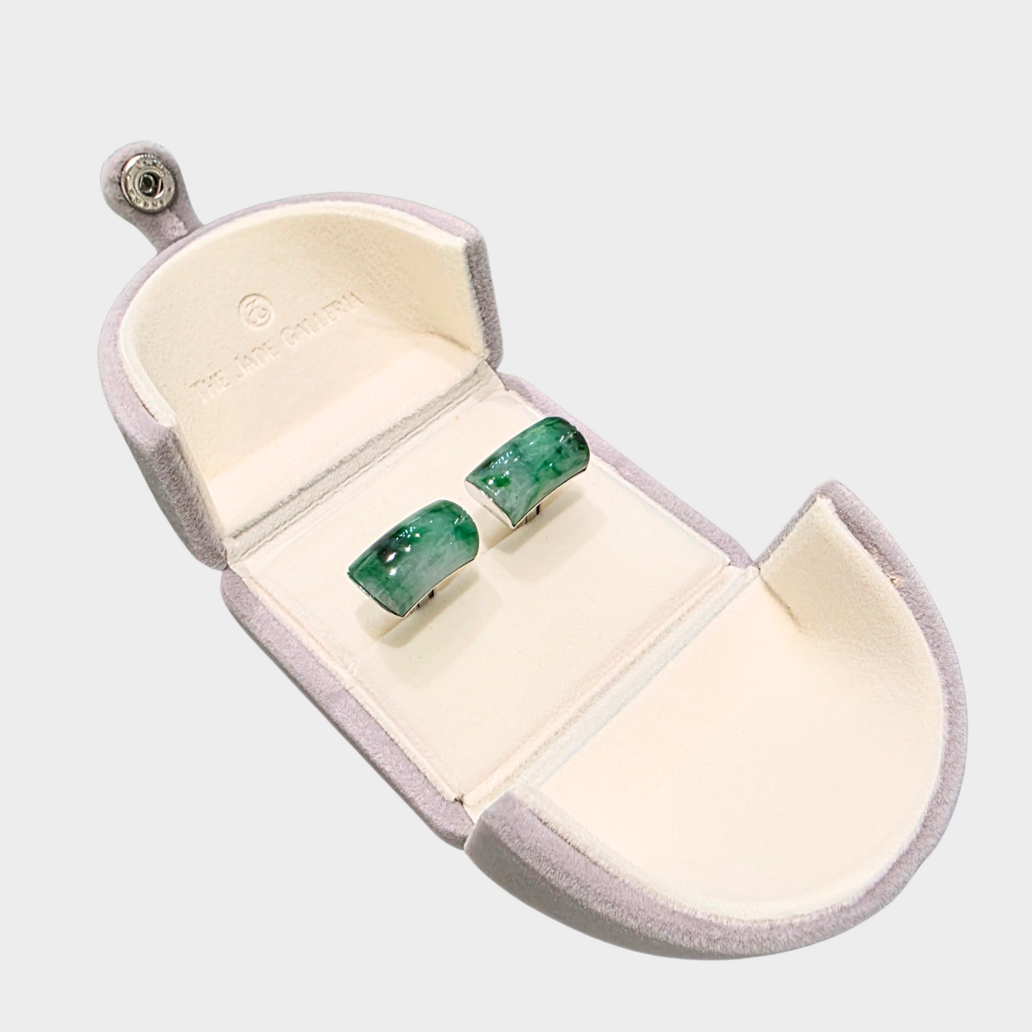Jadeite Jade Cufflinks in White Gold