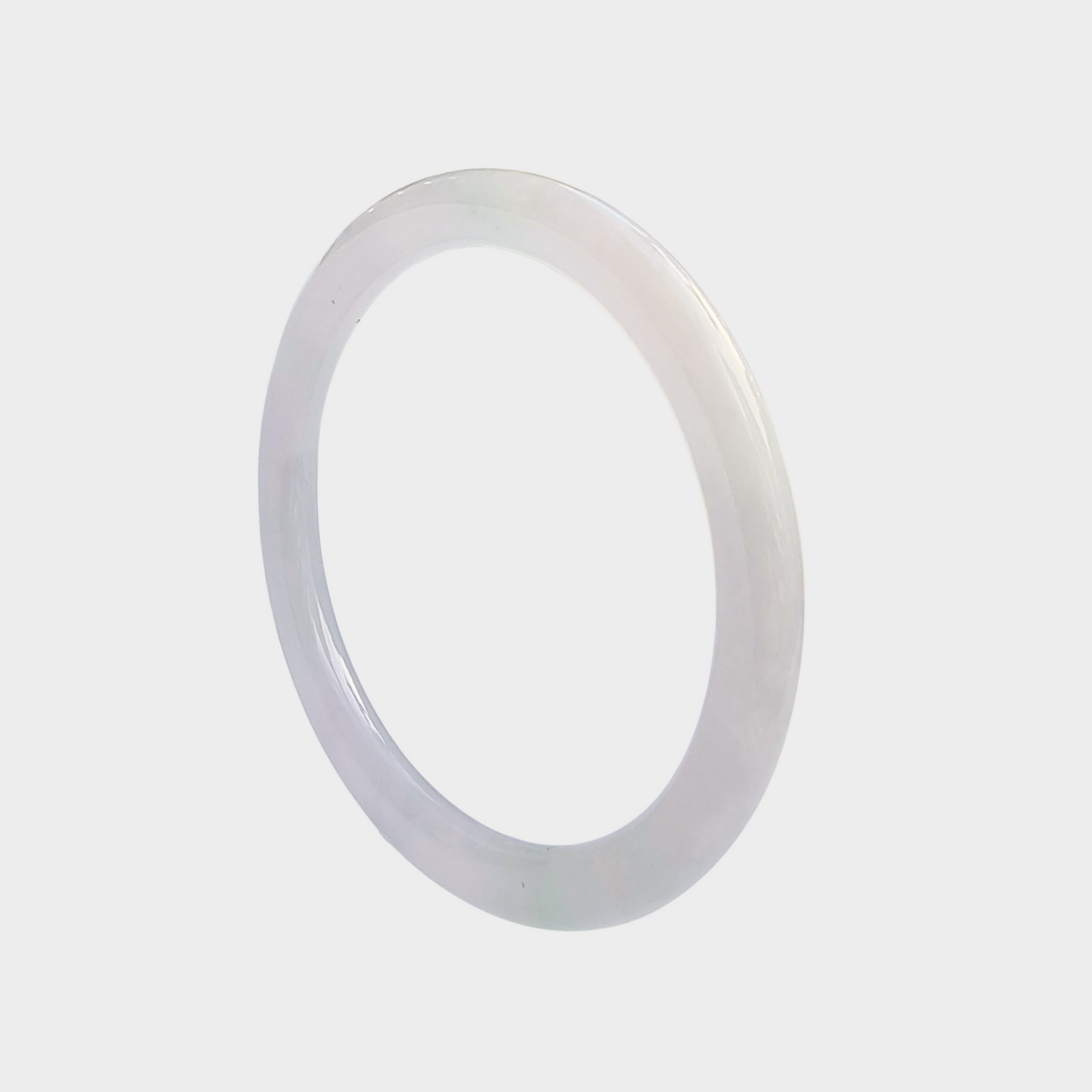 Slim Lavender with Green Jadeite Jade Bangle - 59mm Round