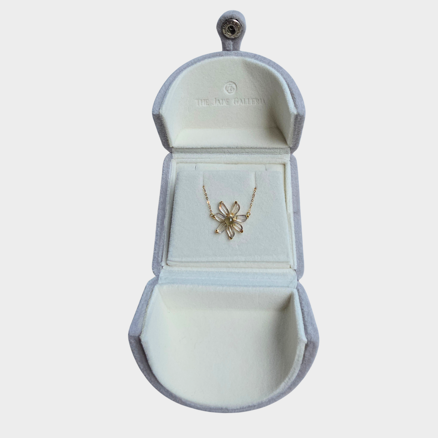 "Daisy Flower" Jadeite Jade Necklace in Yellow Gold