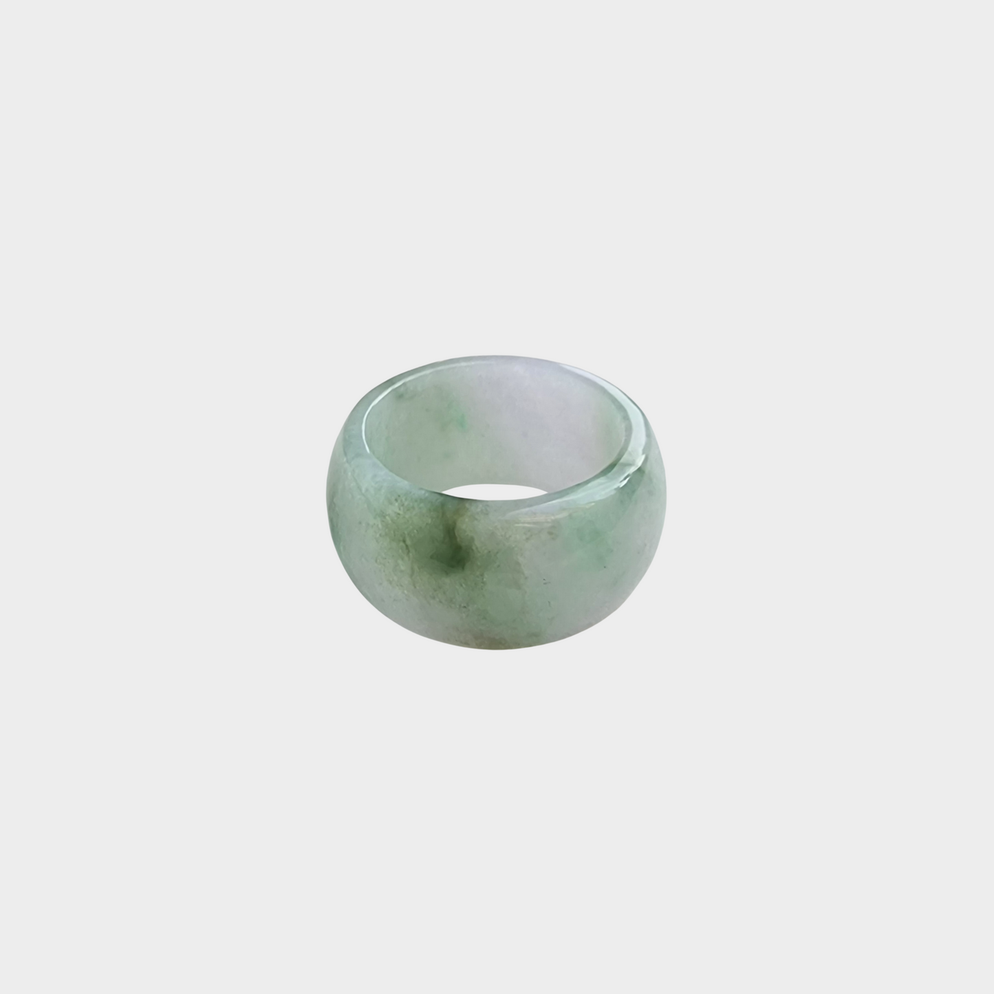 Green and White Jadeite Jade Abacus Ring
