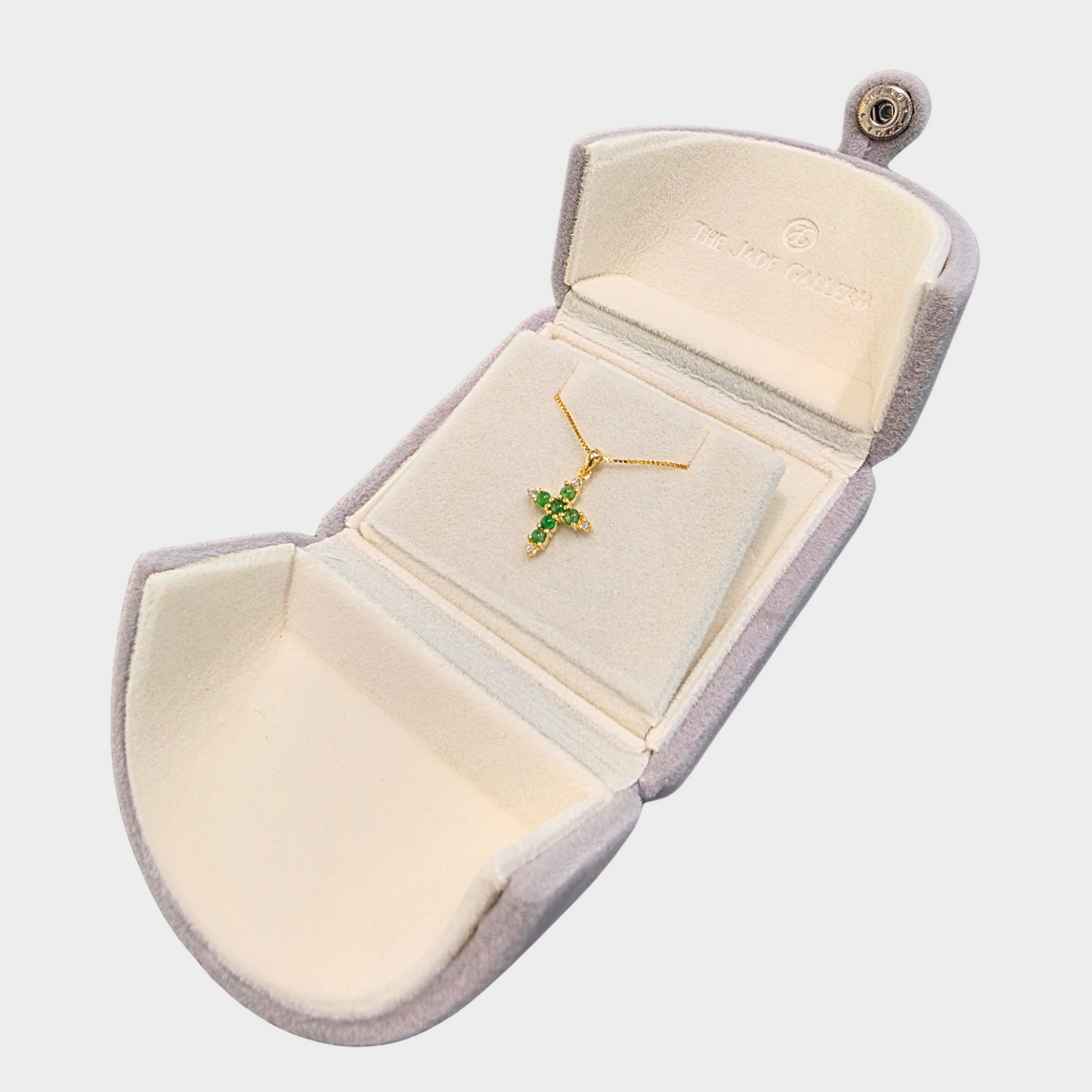 Jadeite Jade "Cross" Pendant in Yellow Gold with Diamonds