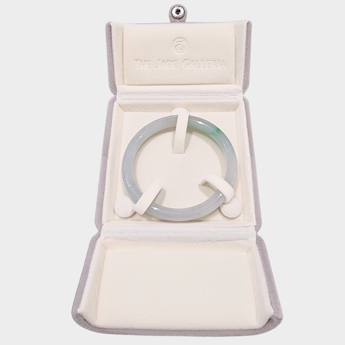 Icy with Green Jadeite Jade Bangle - 60mm Round