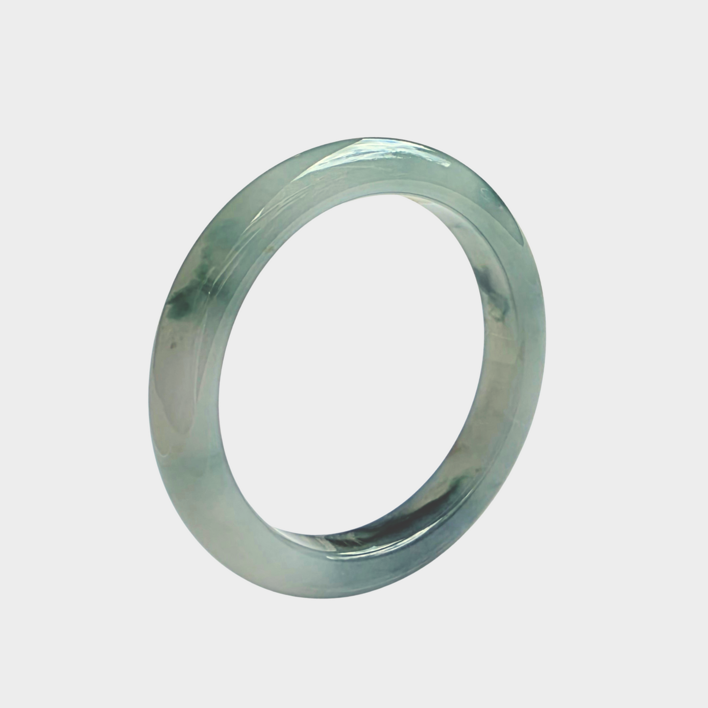 "Floating Flower" Jadeite Jade Bangle - 54mm Half Round
