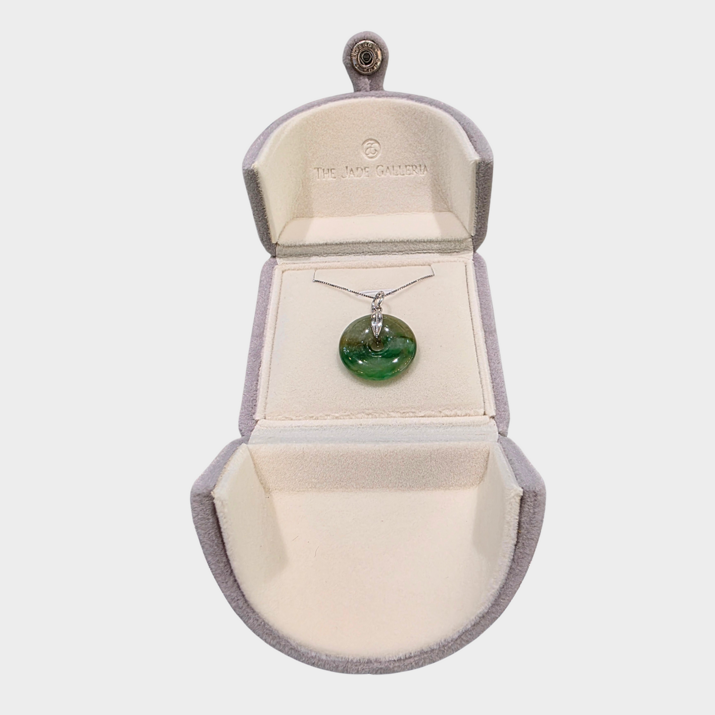 Yellow and Green "Lucky Coin" Jadeite Jade Pendant in White Gold