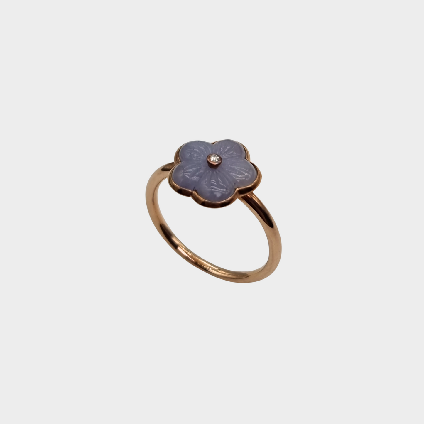 Lavender "Peach Blossom" Jadeite Jade Ring in Rose Gold with Diamond