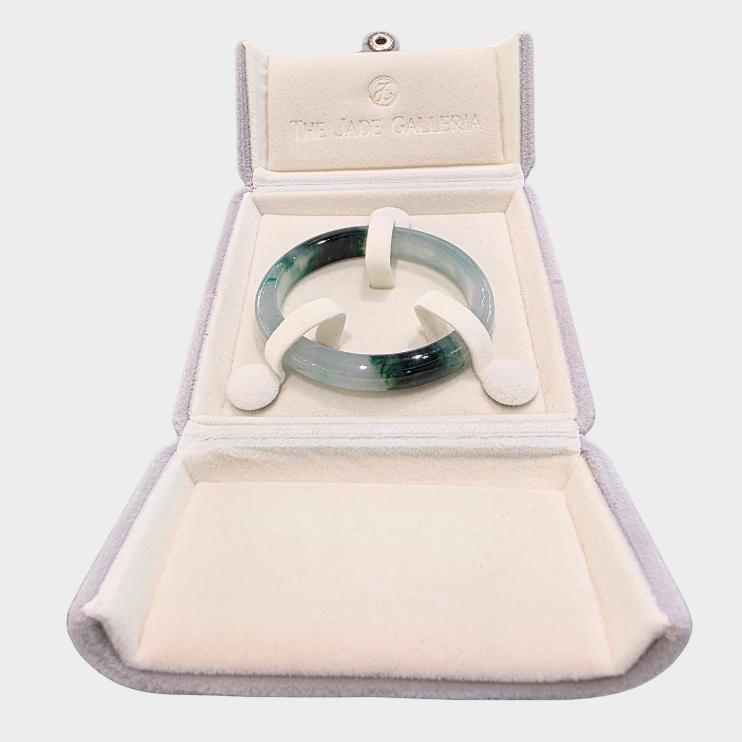 "Floating Flower" Jadeite Jade Bangle - 54mm Oval