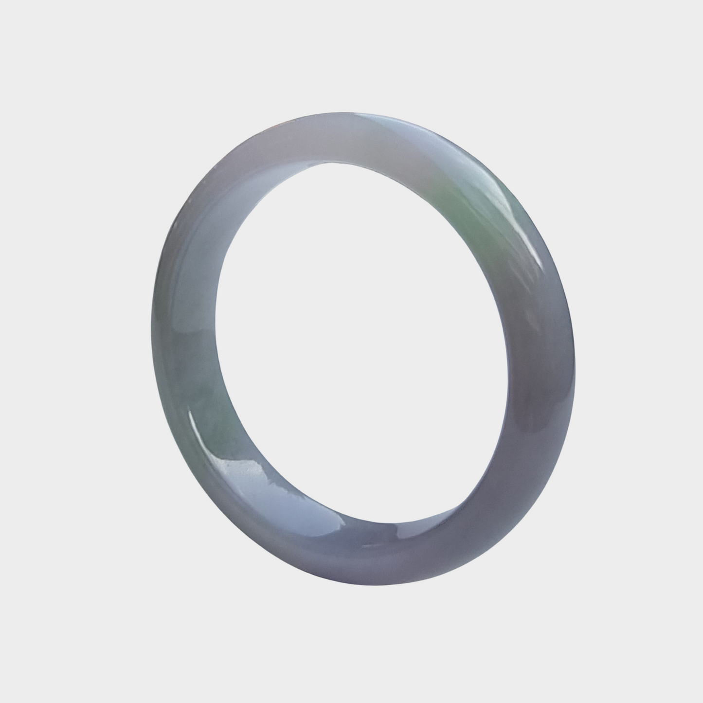 Lavender with Green Jadeite Jade Bangle - 54mm Half Round