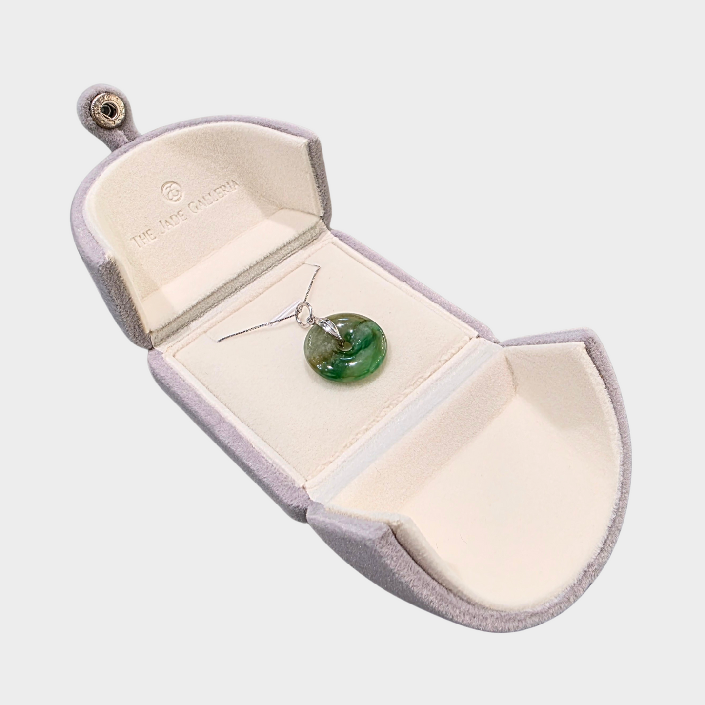 Yellow and Green "Lucky Coin" Jadeite Jade Pendant in White Gold