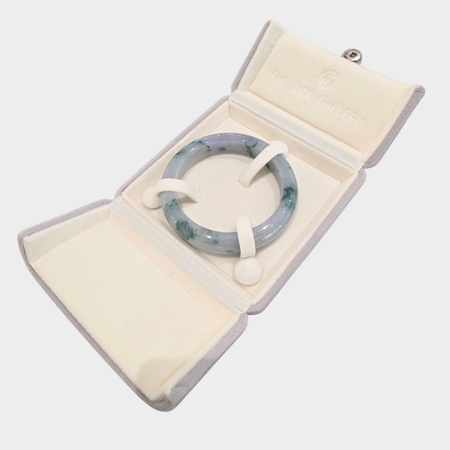 "Floating Flower" with Lavender Jadeite Jade Bangle - 57mm Half Round