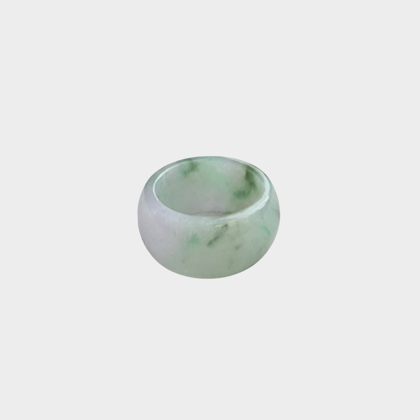 Green and White Jadeite Jade Abacus Ring