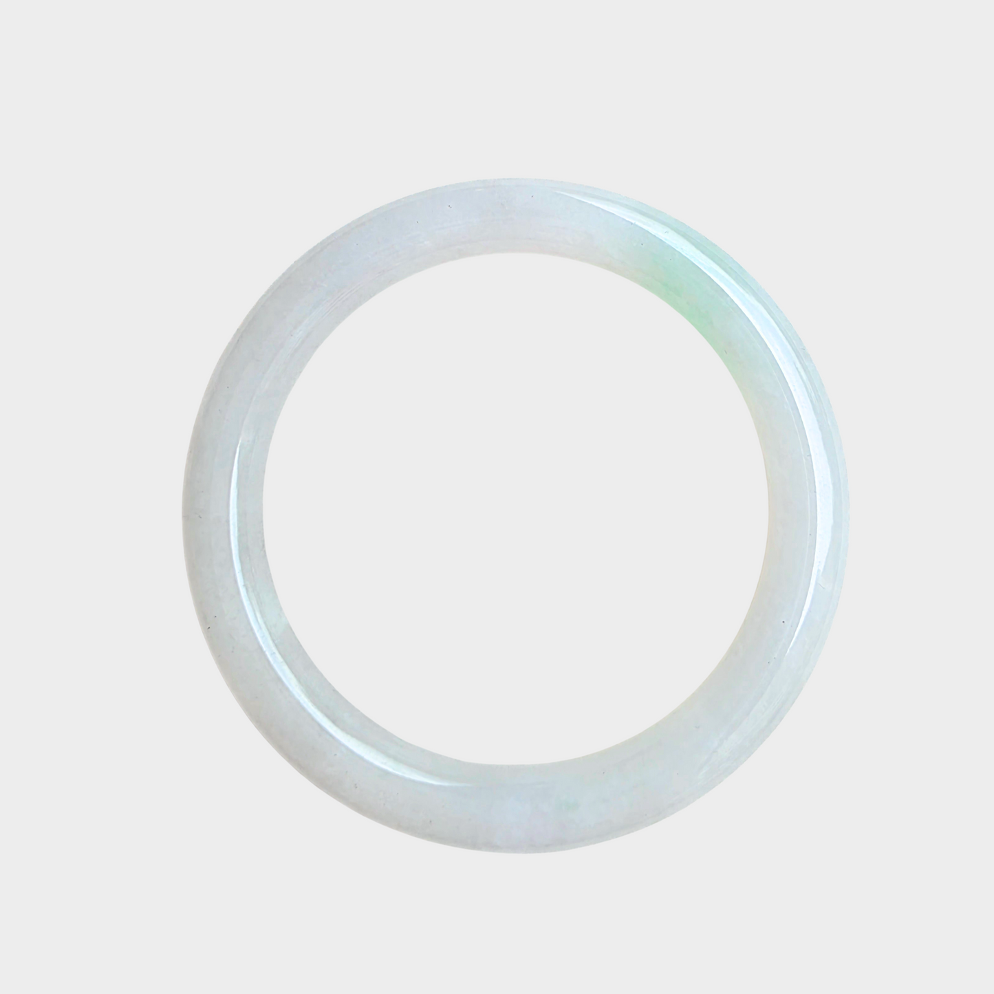 Icy and Green Jadeite Jade Bangle - 54mm Round