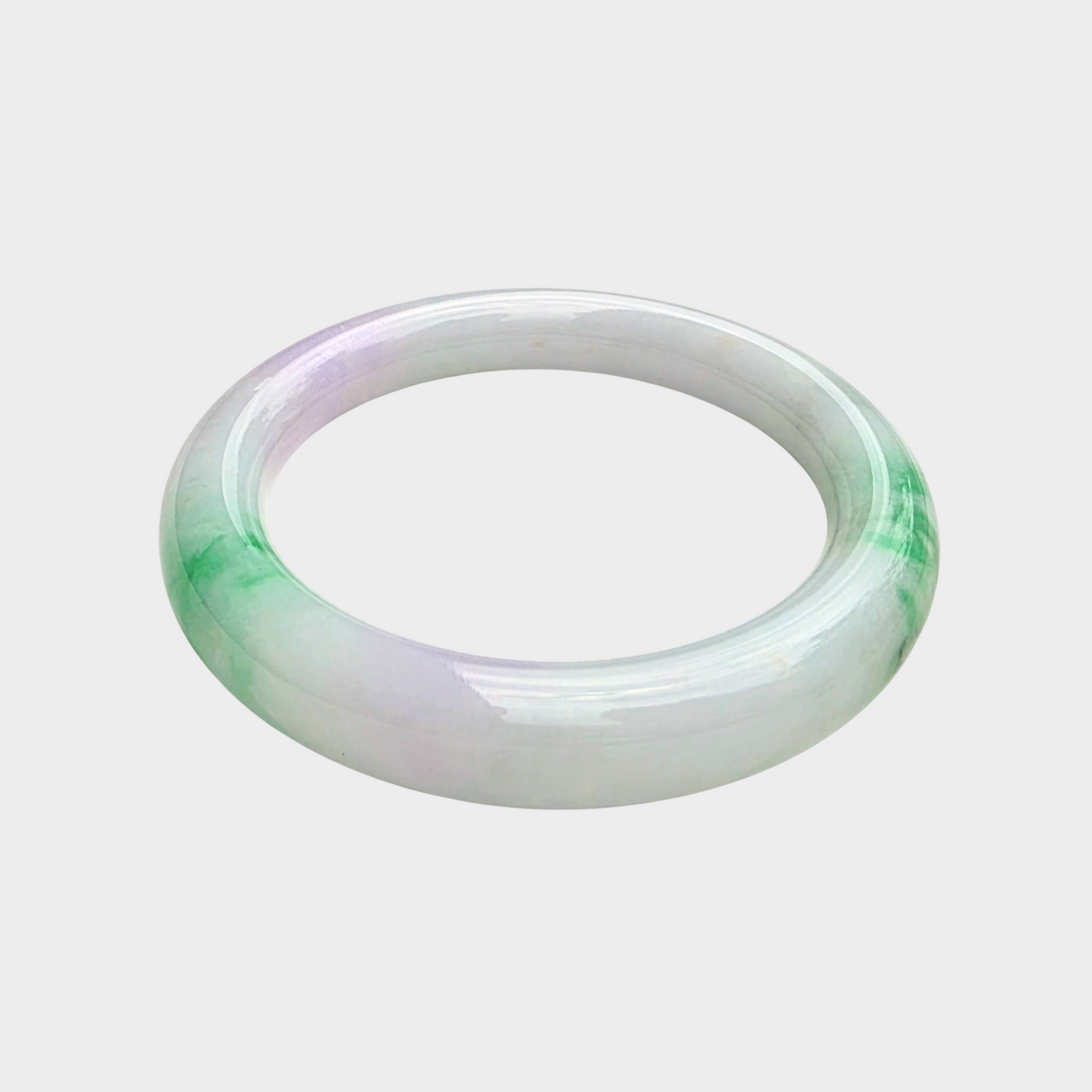Green and Lavender Jadeite Jade Bangle - 53mm Round