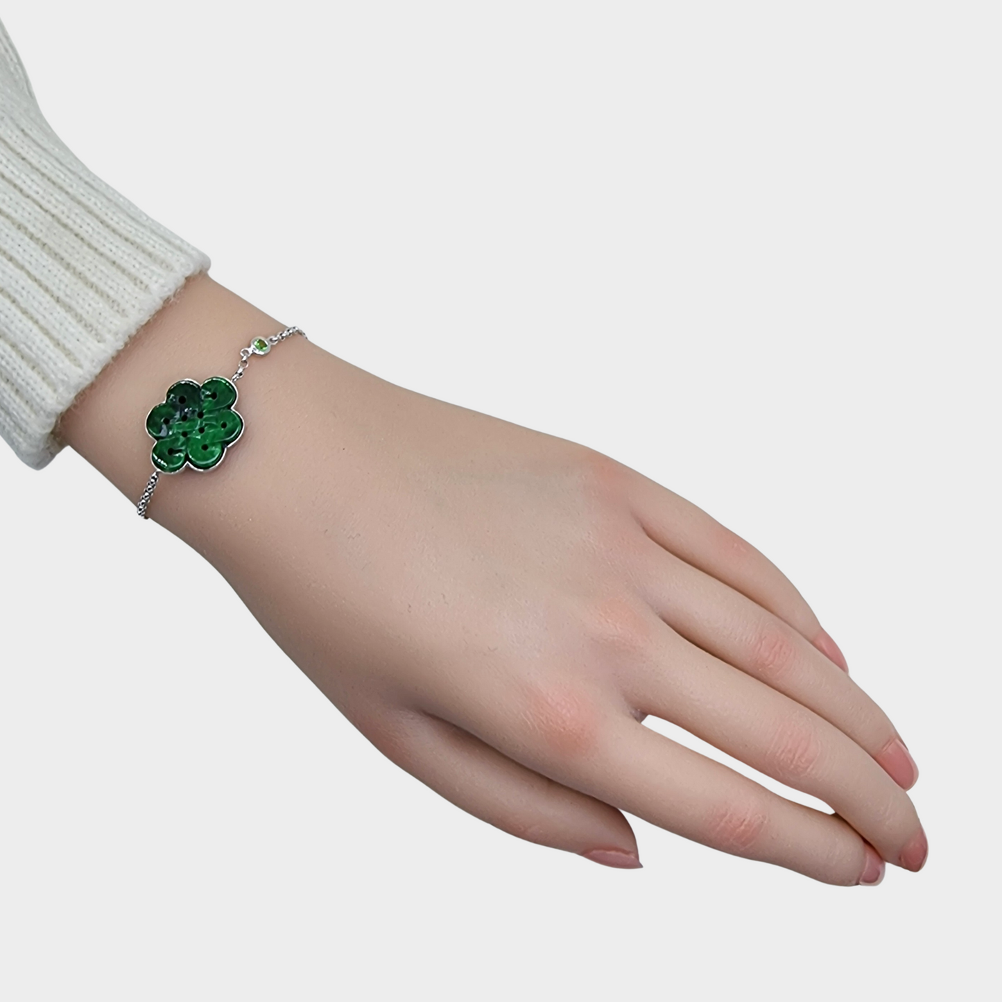"Mystic Knot" Jadeite Jade Bracelet in White Gold