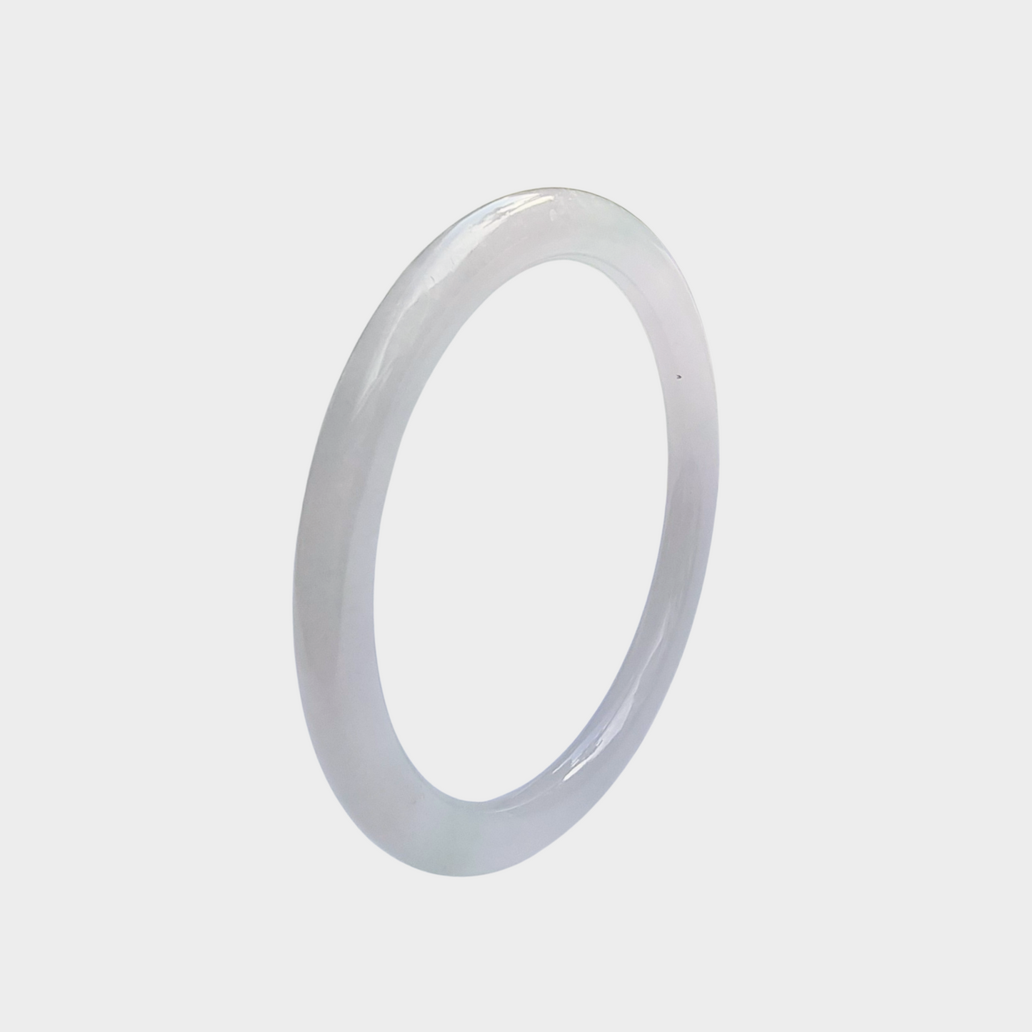 Slim Lavender with Green Jadeite Jade Bangle - 59mm Round
