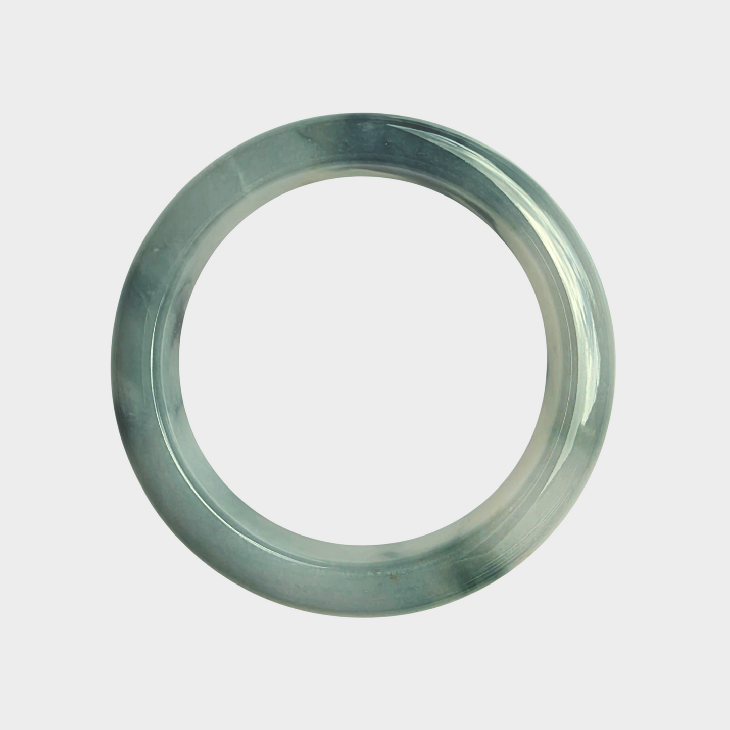 "Floating Flower" Jadeite Jade Bangle - 54mm Half Round