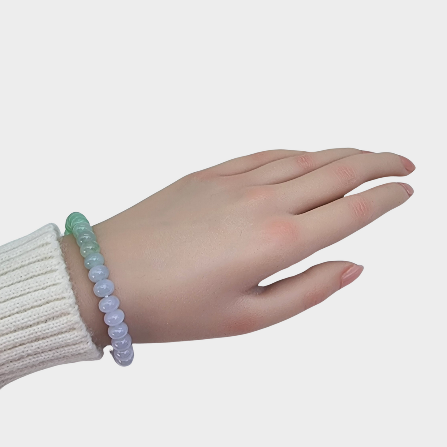 Green and Lavender Jadeite Jade Beads Bracelet