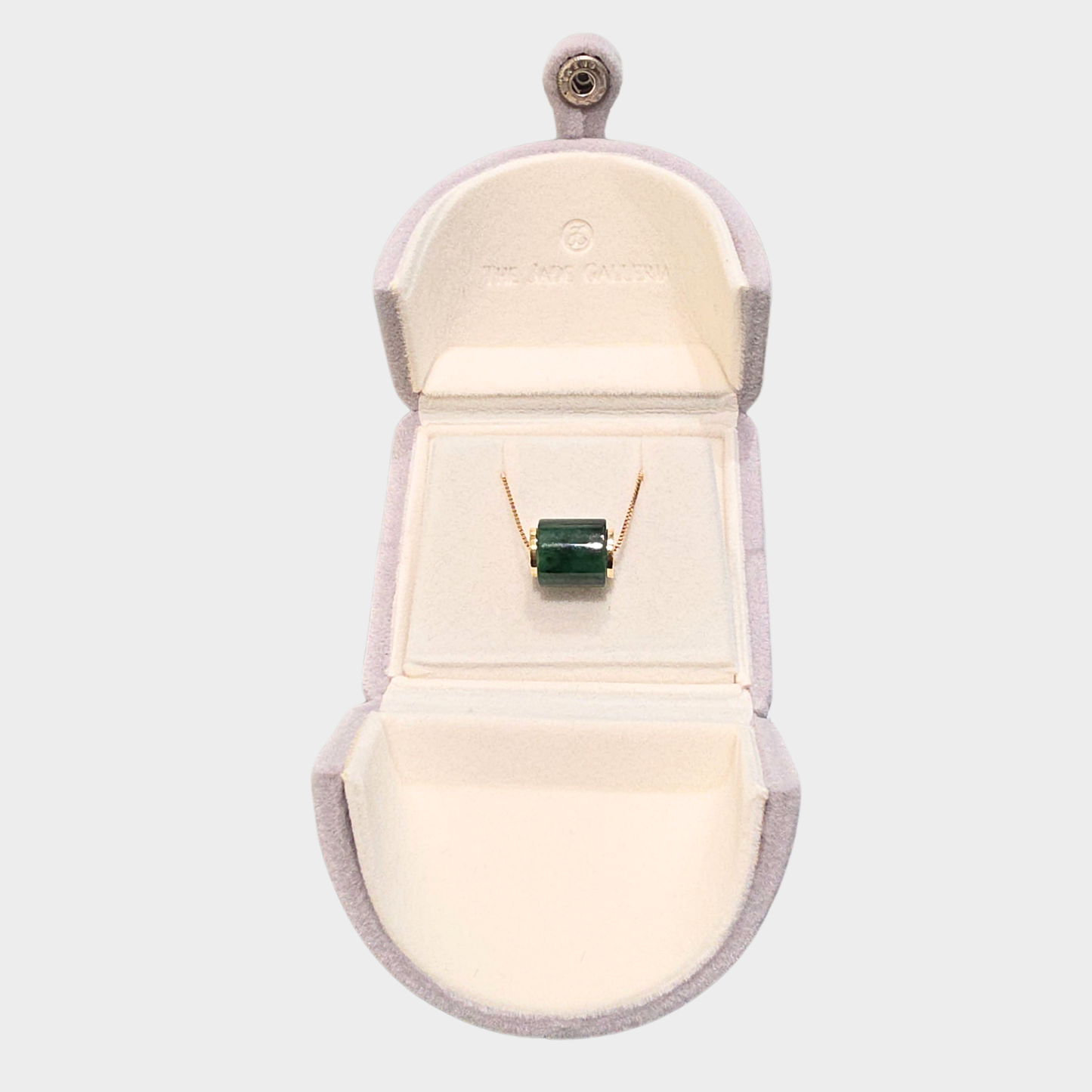 Flower Green Jadeite Jade "Barrel" Pendant in Yellow Gold